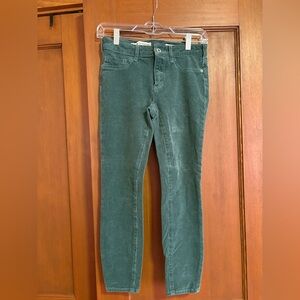 Anthropologie plicro green cordoroy skinny jeans 26 petite